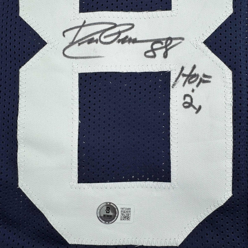 Autographed/Signed Drew Pearson HOF 21 Dallas Thanksgiving Football Jersey Beckett BAS COA
