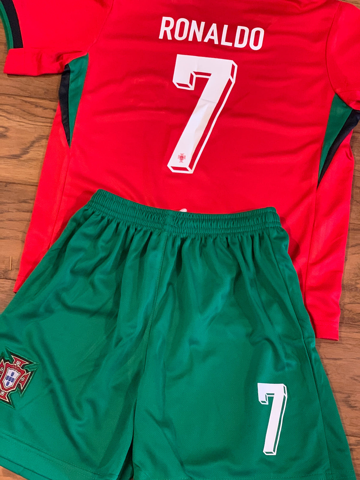 Ronaldo Portugal Home Kids Youth Soccer Jersey Kit 2 Piece Set