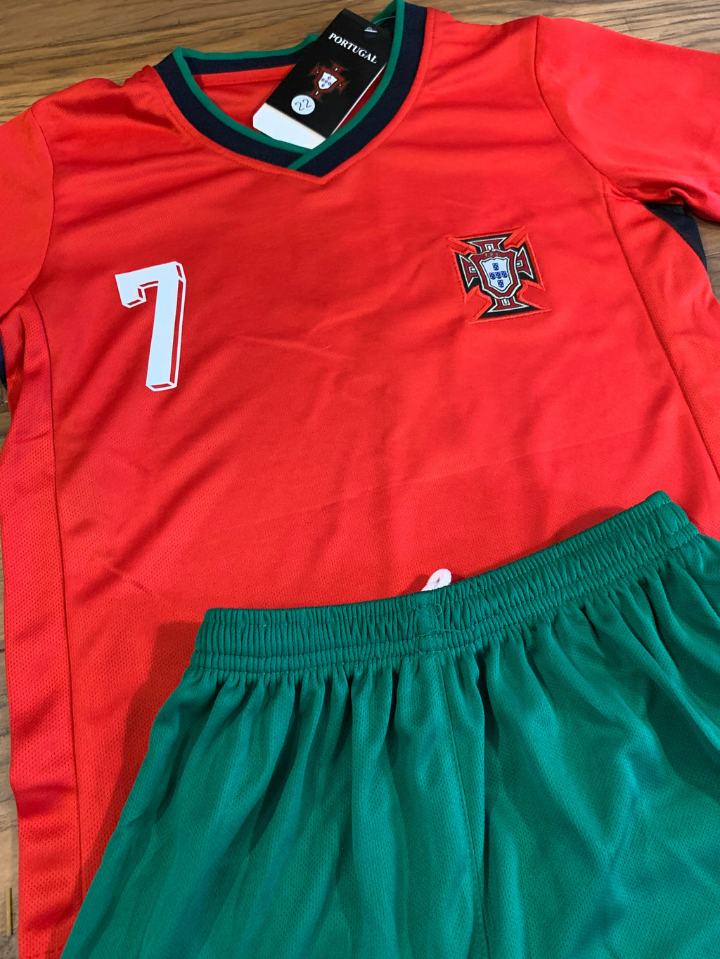 Ronaldo Portugal Home Kids Youth Soccer Jersey Kit 2 Piece Set