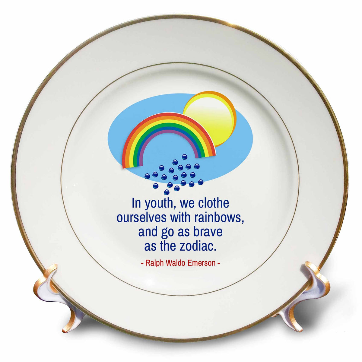 3dRose in Youth, we Clothe Ourselves with Rainbows... Ralph Emerson Quote - Plates (cp_339533)