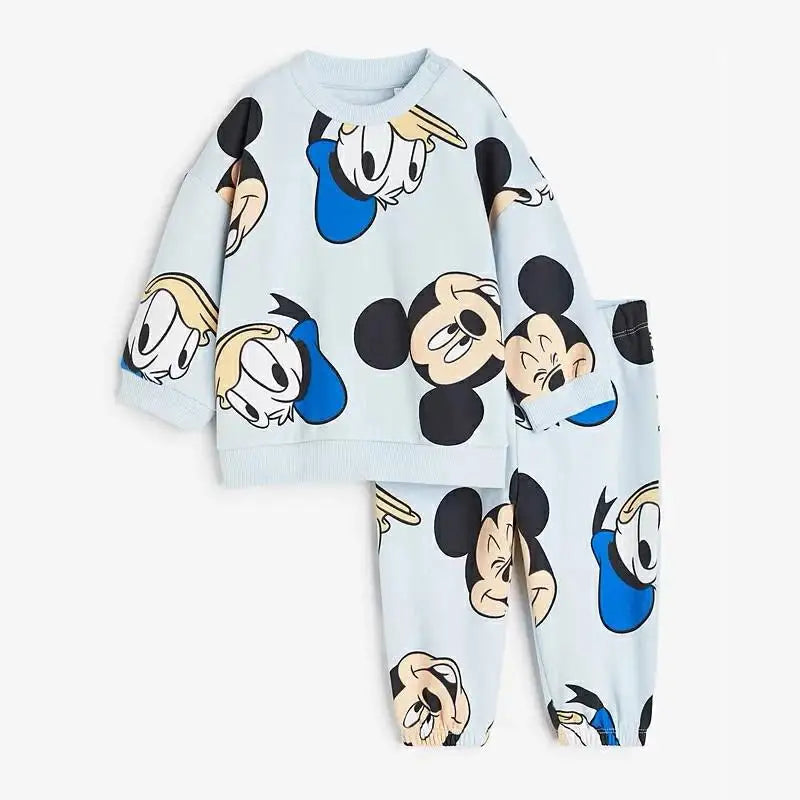 Cartoon Baby Boy Sports Suit Spring Loose And Fashionable Kids Sports Shirt Round Neck Clothing Children's Sports Pants Set