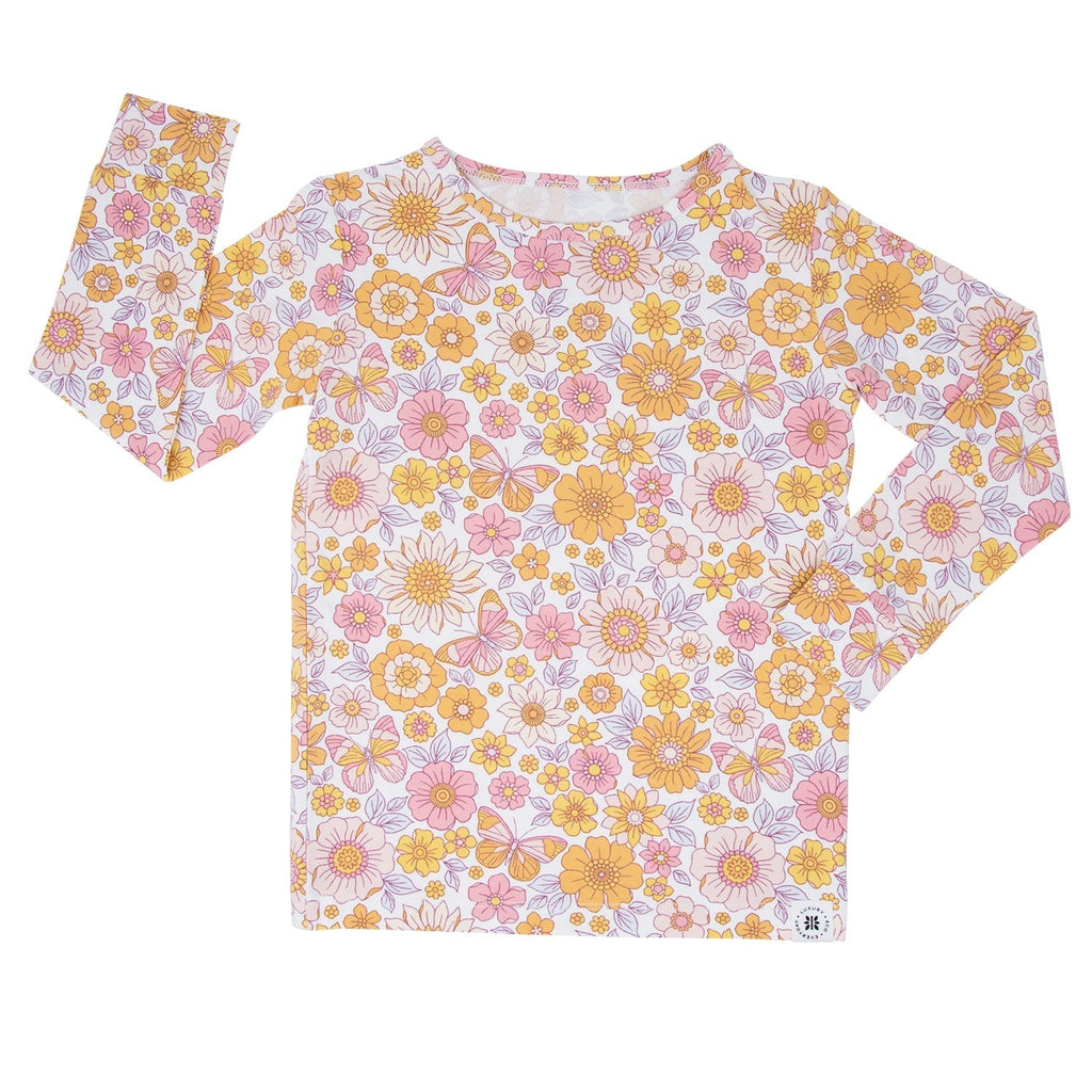Retro Vintage Flowers Big Kid Pajama Set