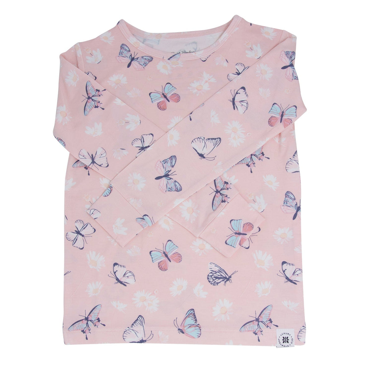Pink Butterfly Daisy Bamboo Big Kid Pajama Set
