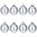 Set of 8 Shiny Silver Glass Christmas Ball Ornament DIY Craft 2.6 Inches