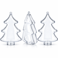 Set of 3 Clear Plastic Christmas Tree Shape Ornaments 4.35 Inches