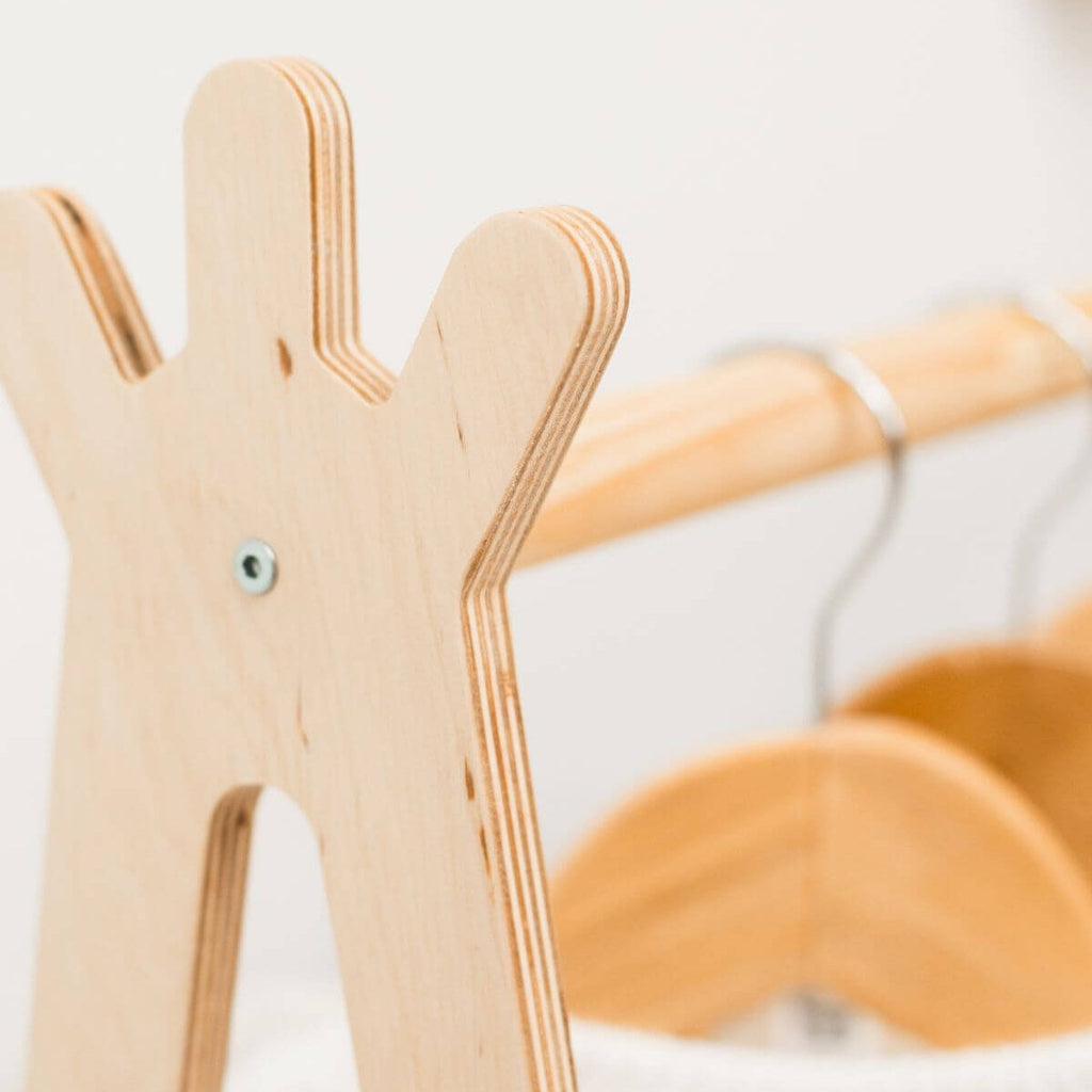 Wooden children's clothing rack