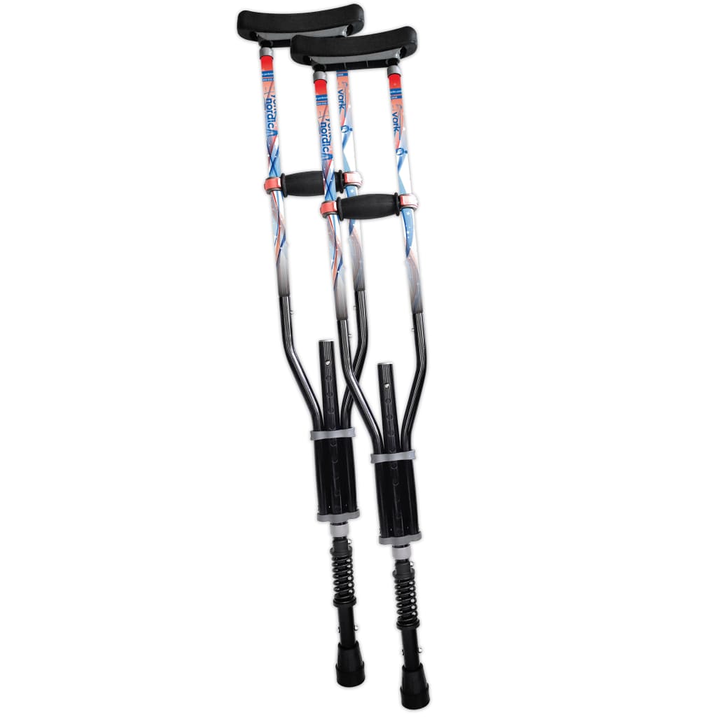 Adjustable Spring Cushion Crutches Perfect for Sports Injuries and Travel - Heights 4'7" to 6'6" - Adjust to 22" for Travel - Choice of Colors